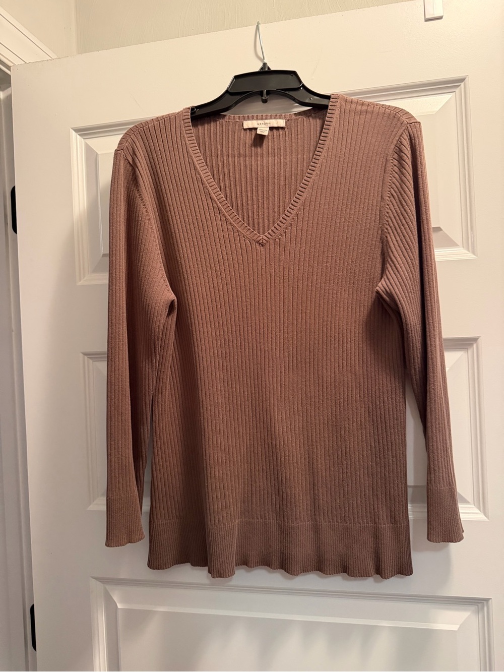 Merona Ribbed V-Neck Sweater Top in Dusty Rose